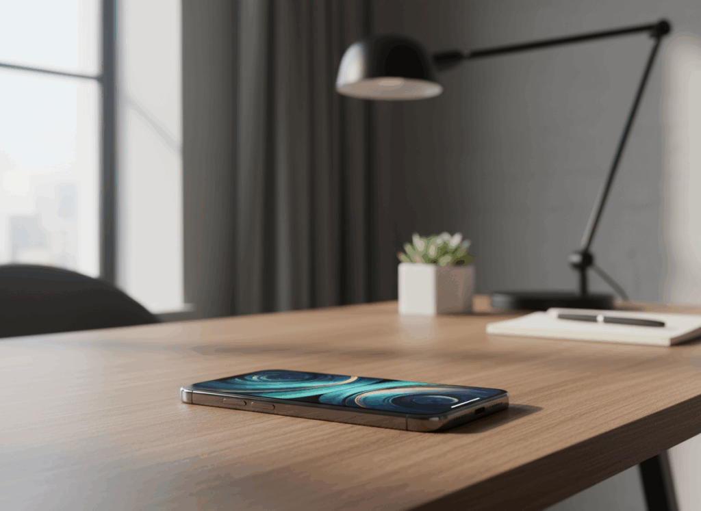 iPhone 16 Pro 放在桌上