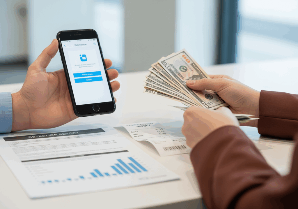 二手機店員以平板檢測iPhone狀況,螢幕顯示回收估價金額 二手機店員以平板檢測iPhone狀況,螢幕顯示回收估價金額