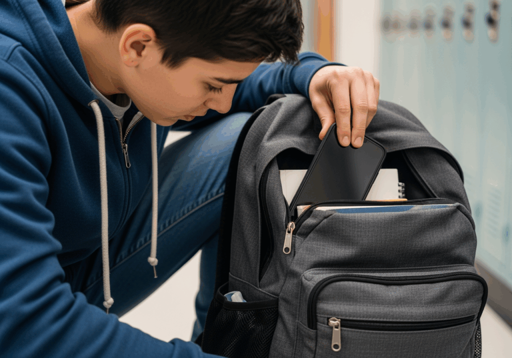 高中生在操場邊用手機拍照記錄社團活動 高中生在操場邊用手機拍照記錄社團活動